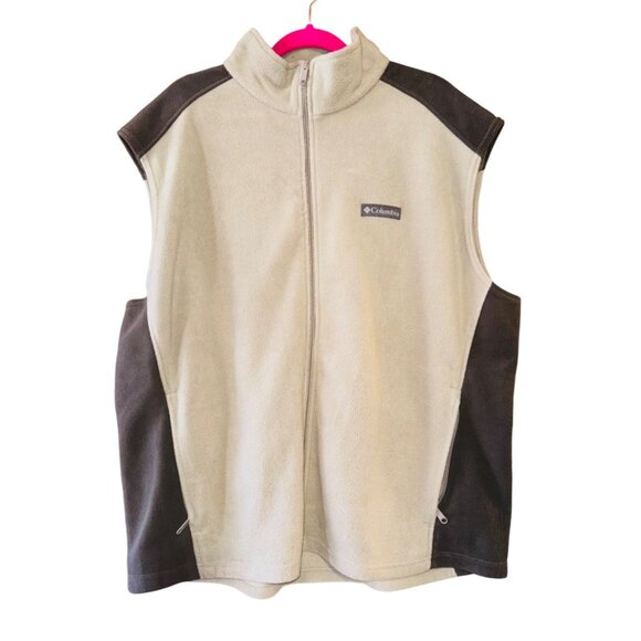 Columbia Steens Mountain™ Fleece Vest Mens  XXL Beige & Brown Zip-Up Outdoor - Picture 1 of 9